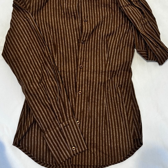 Mira Striped Poplin Shirt - Brown - Picture 4 of 4